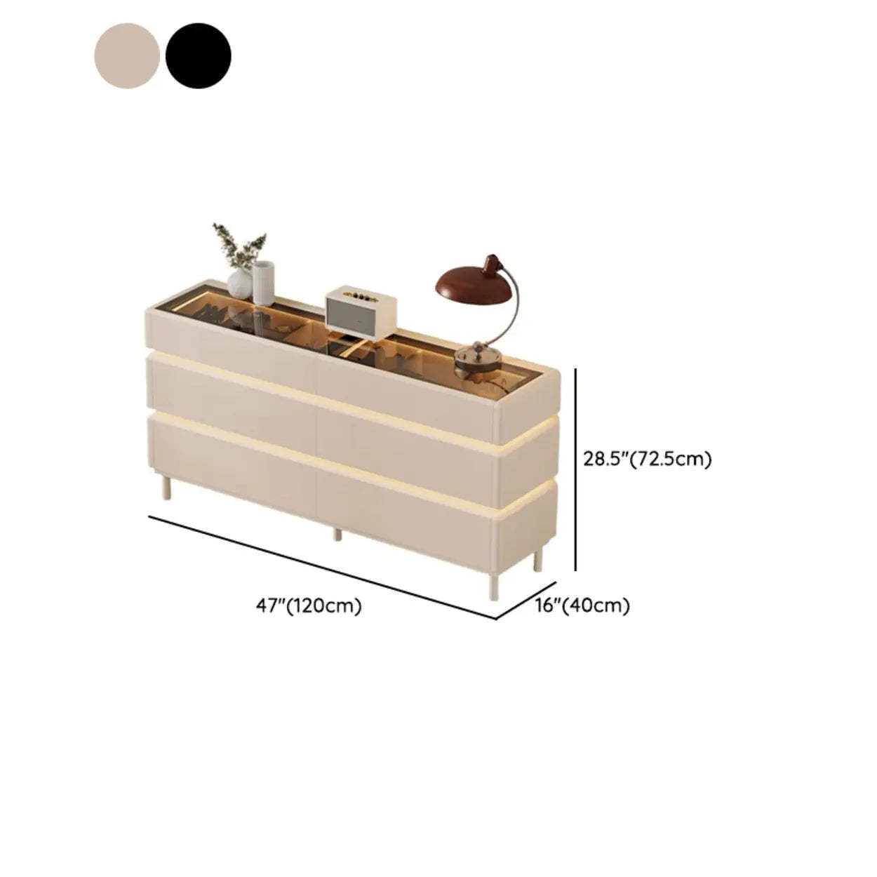 Modern Black LED TV Stand with Drawers
