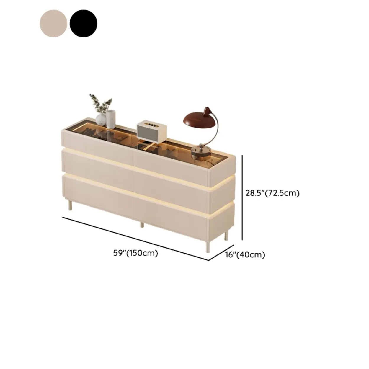 Modern Black LED TV Stand with Drawers