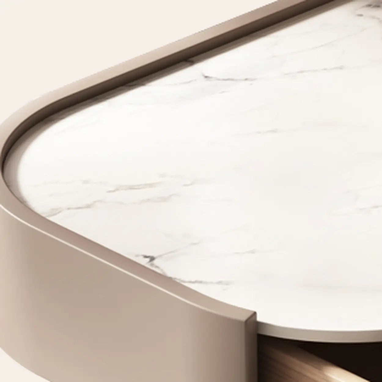 Modern Black White Marble-Top Nightstand