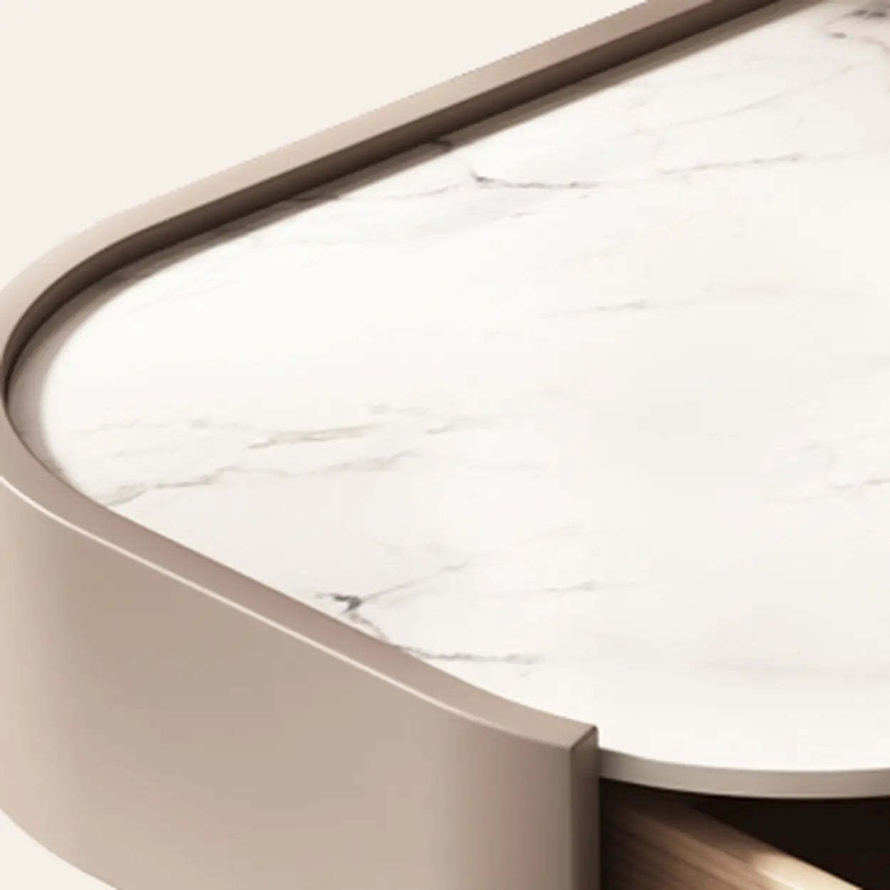 Modern Black White Marble-Top Nightstand