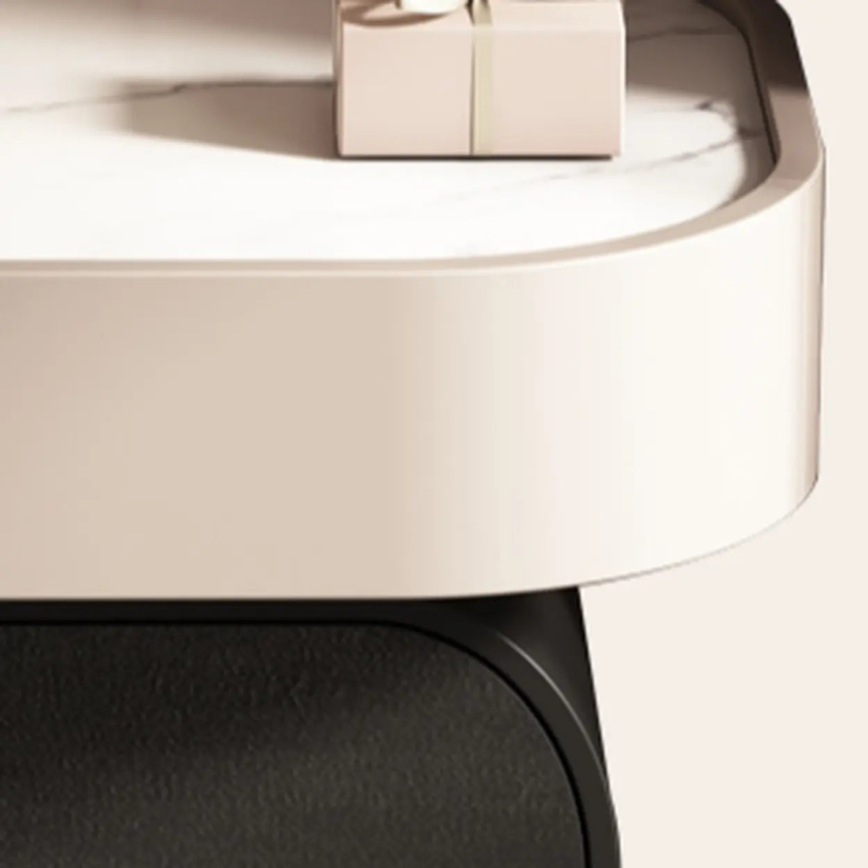 Modern Black White Marble-Top Nightstand