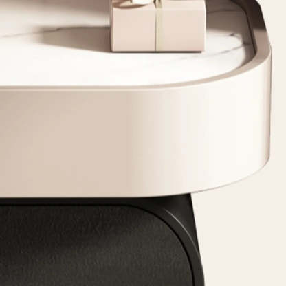 Modern Black White Marble-Top Nightstand