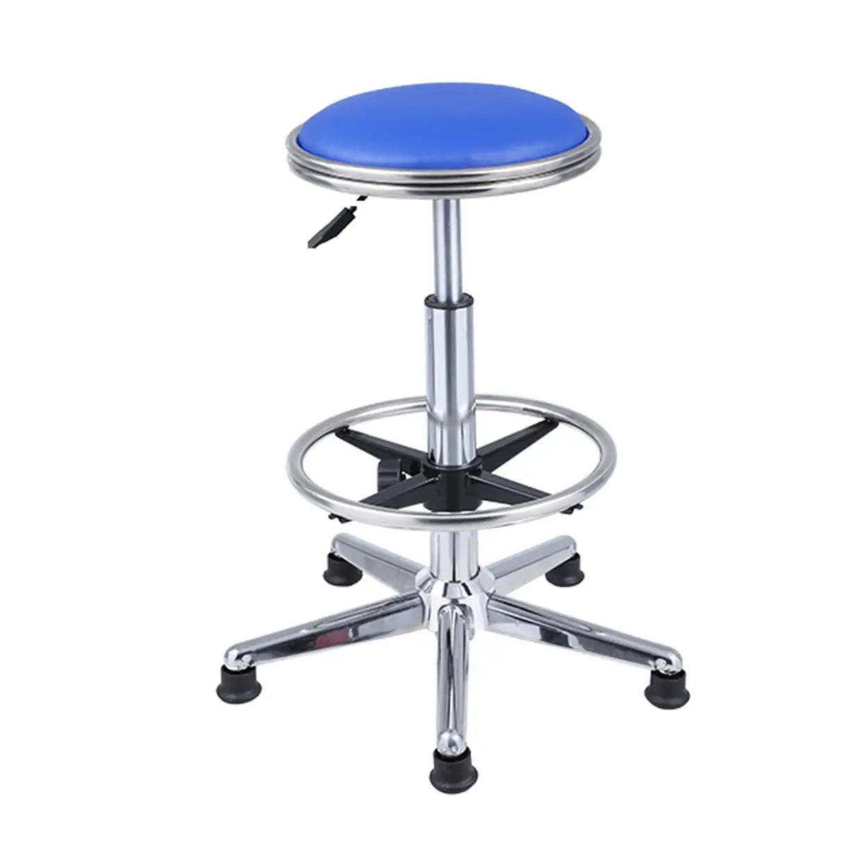 Modern Blue Round Alloy Backless Leather Stool
