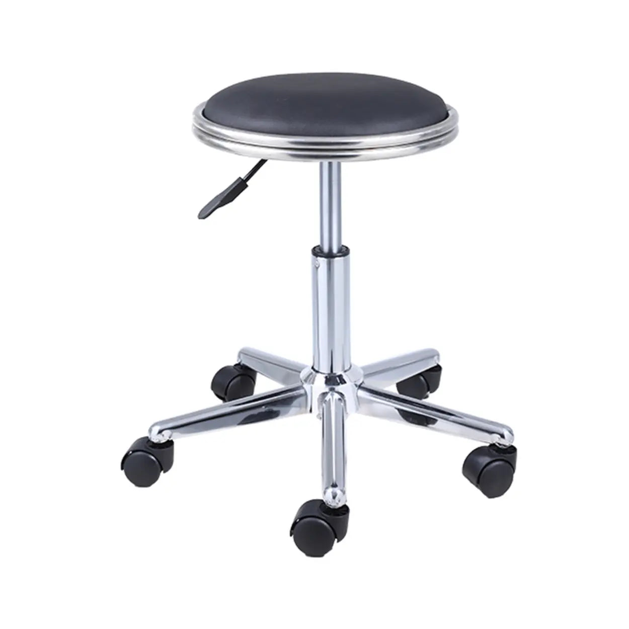 Modern Blue Round Alloy Backless Leather Stool