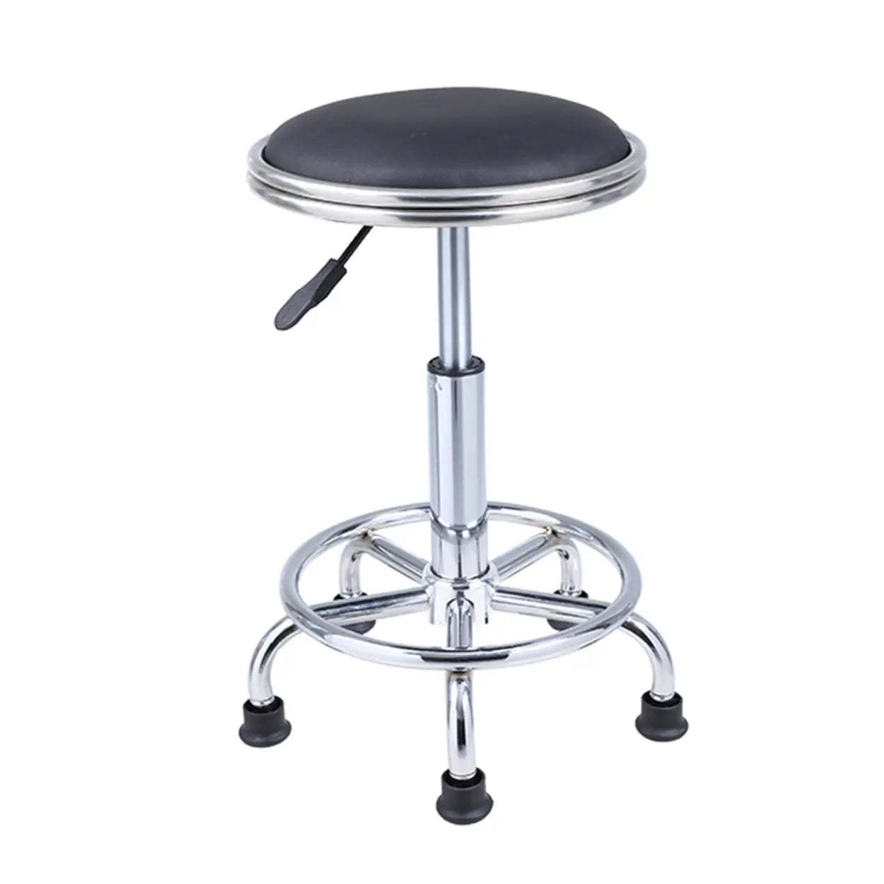 Modern Blue Round Alloy Backless Leather Stool