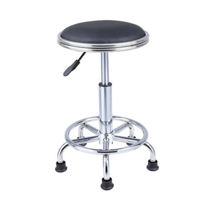 Modern Blue Round Alloy Backless Leather Stool