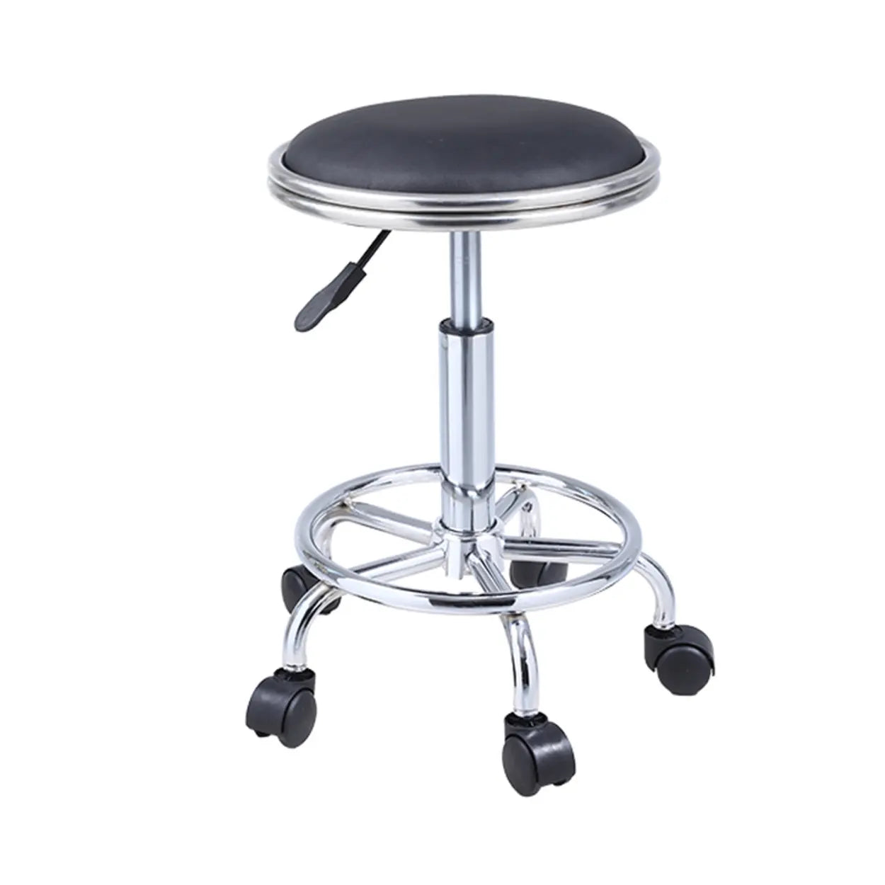 Modern Blue Round Alloy Backless Leather Stool