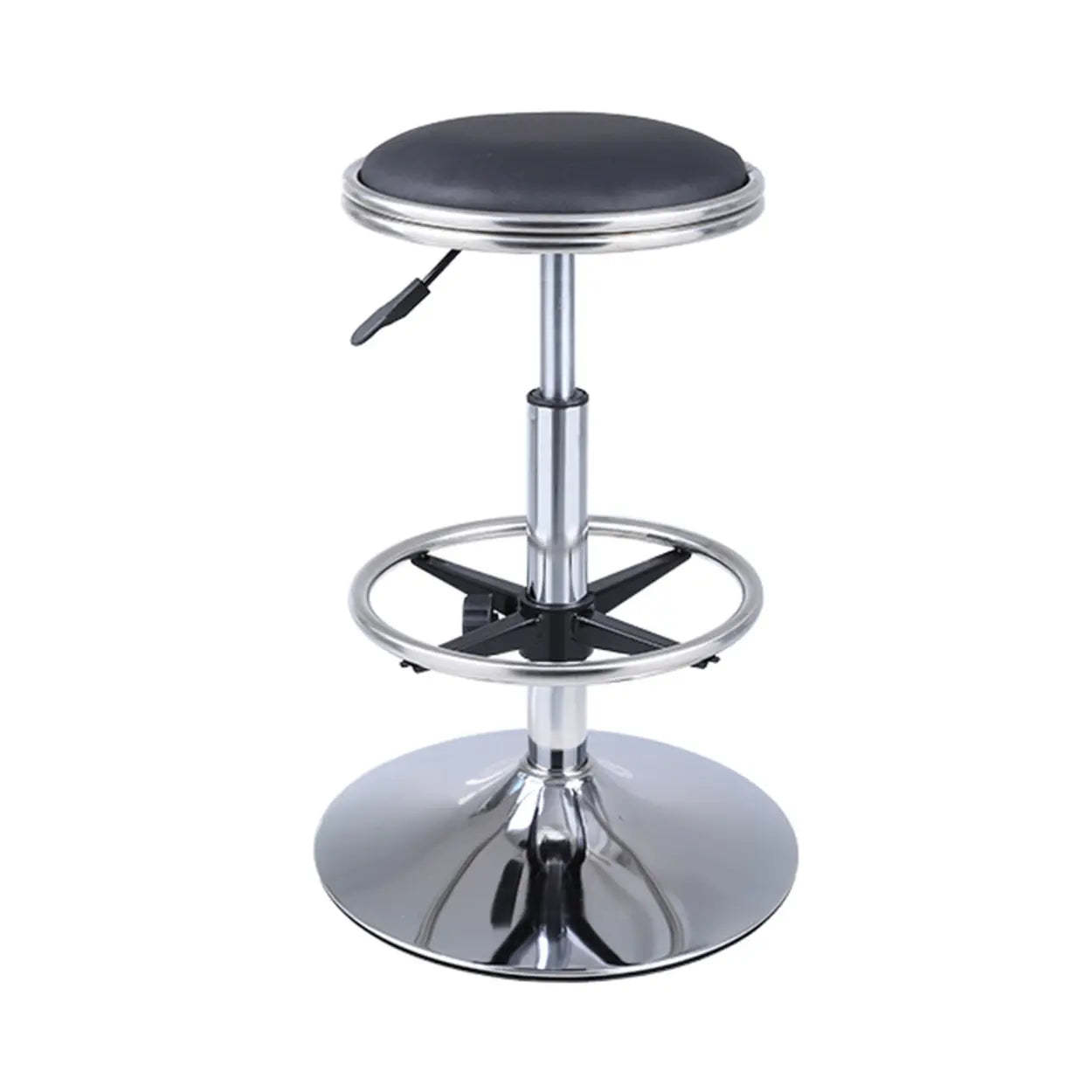 Modern Blue Round Alloy Backless Leather Stool
