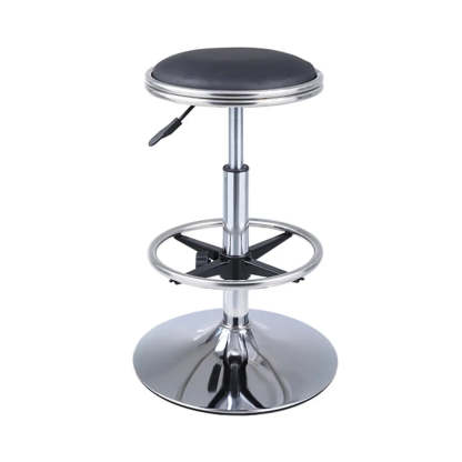 Modern Blue Round Alloy Backless Leather Stool