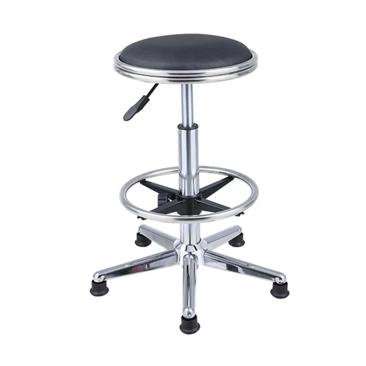 Modern Blue Round Alloy Backless Leather Stool