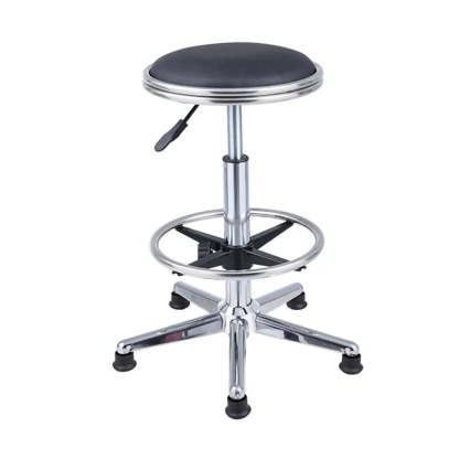 Modern Blue Round Alloy Backless Leather Stool