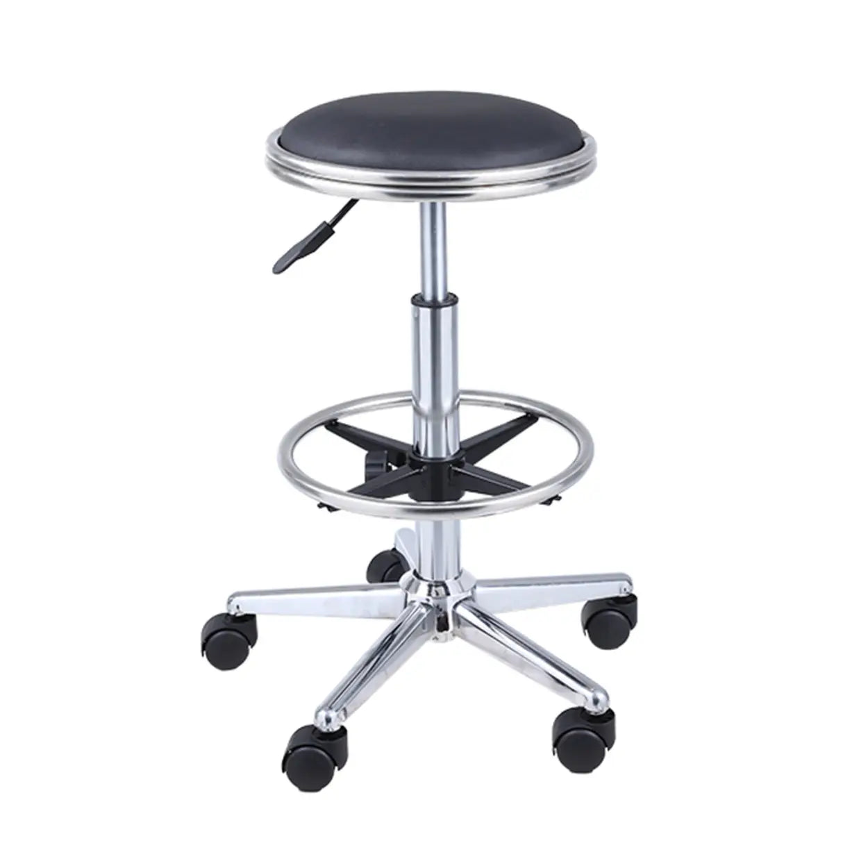 Modern Blue Round Alloy Backless Leather Stool