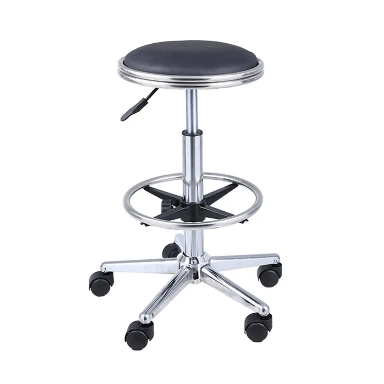 Modern Blue Round Alloy Backless Leather Stool