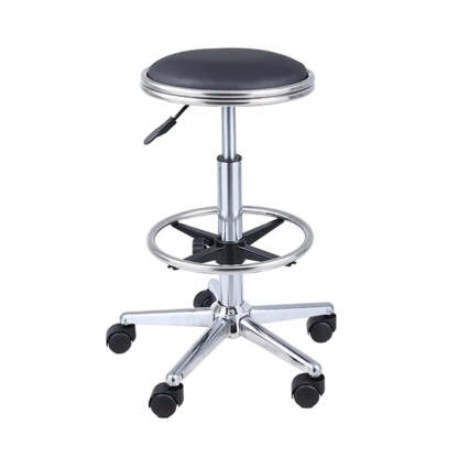 Modern Blue Round Alloy Backless Leather Stool