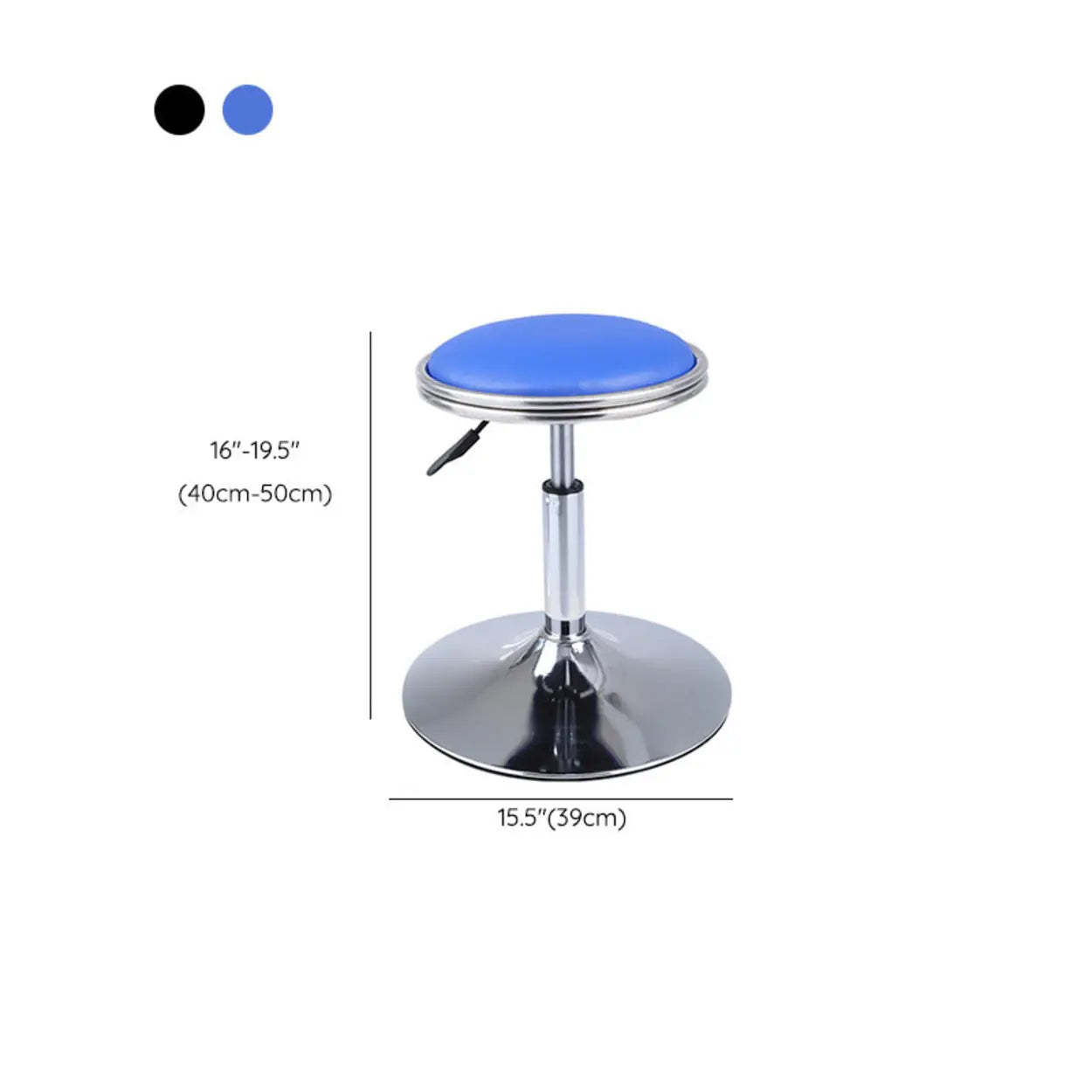 Modern Blue Round Alloy Backless Leather Stool