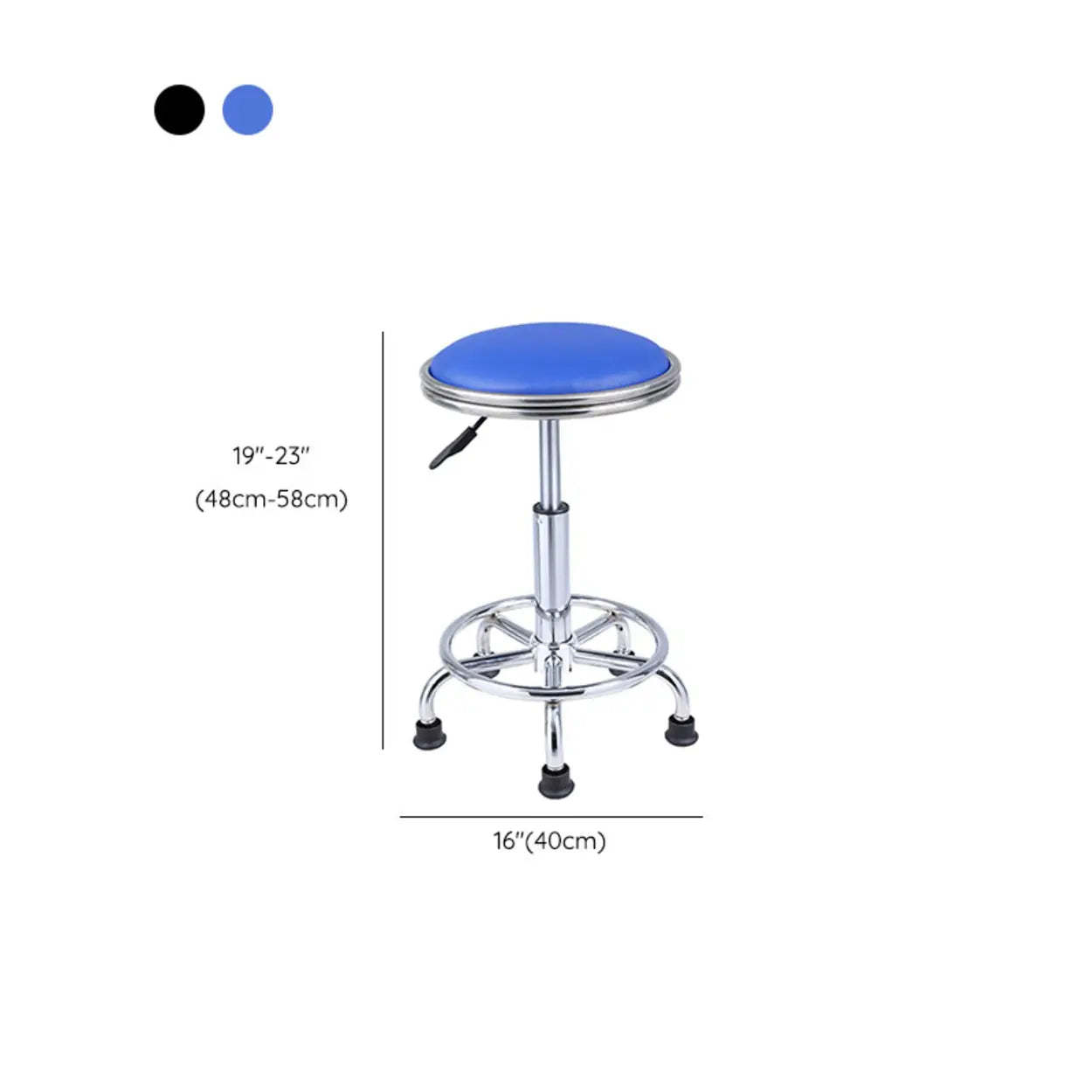 Modern Blue Round Alloy Backless Leather Stool