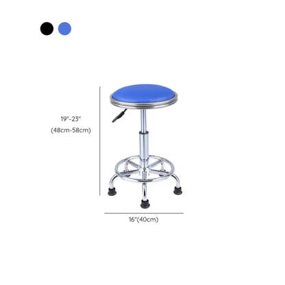 Modern Blue Round Alloy Backless Leather Stool