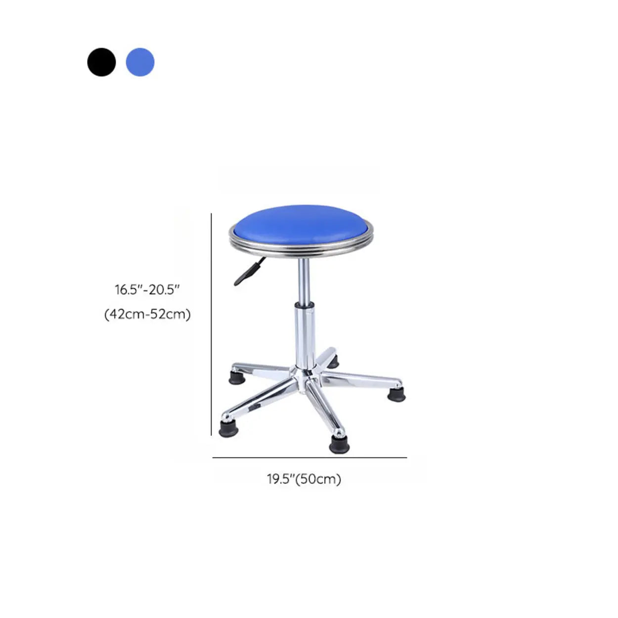 Modern Blue Round Alloy Backless Leather Stool
