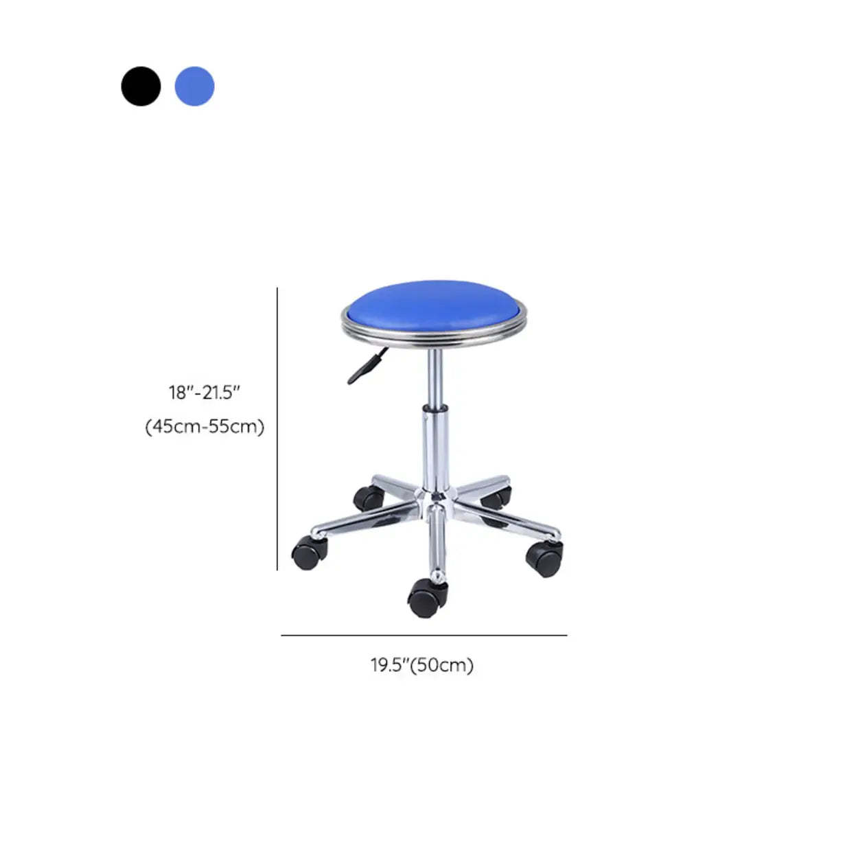 Modern Blue Round Alloy Backless Leather Stool