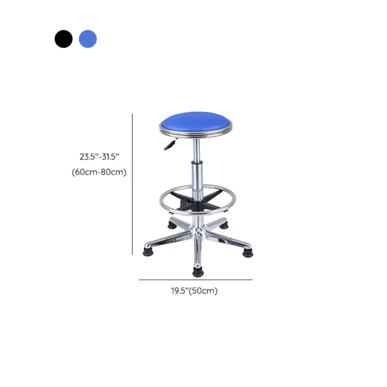 Modern Blue Round Alloy Backless Leather Stool
