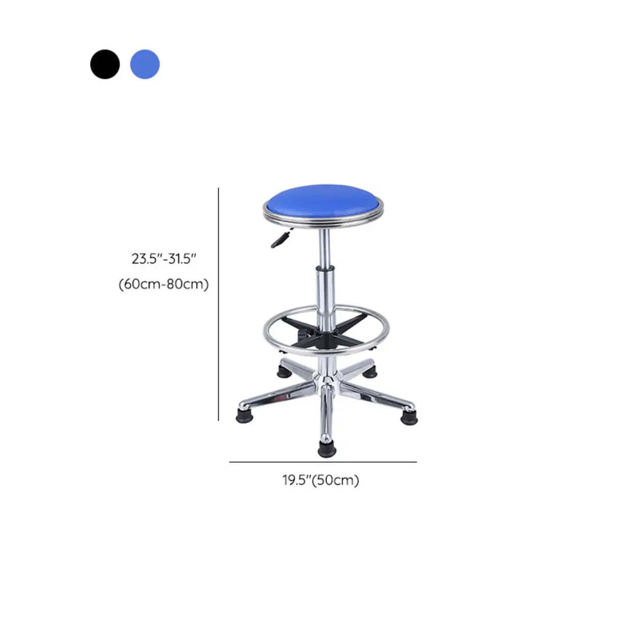 Modern Blue Round Alloy Backless Leather Stool