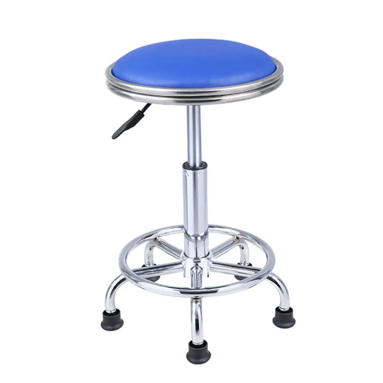 Modern Blue Round Alloy Backless Leather Stool