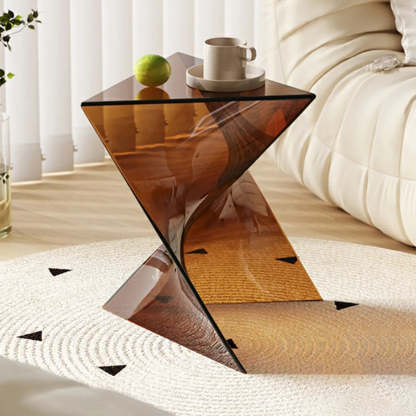 Modern Brown Acrylic Triangle Side Table