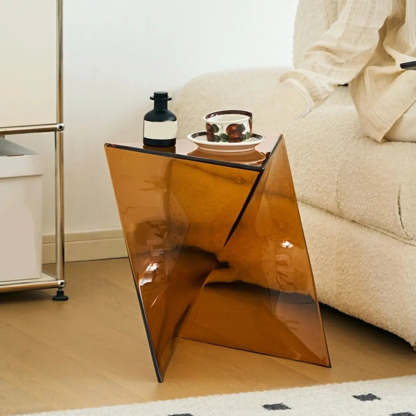 Modern Brown Acrylic Triangle Side Table