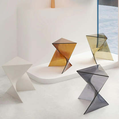 Modern Brown Acrylic Triangle Side Table — Tan