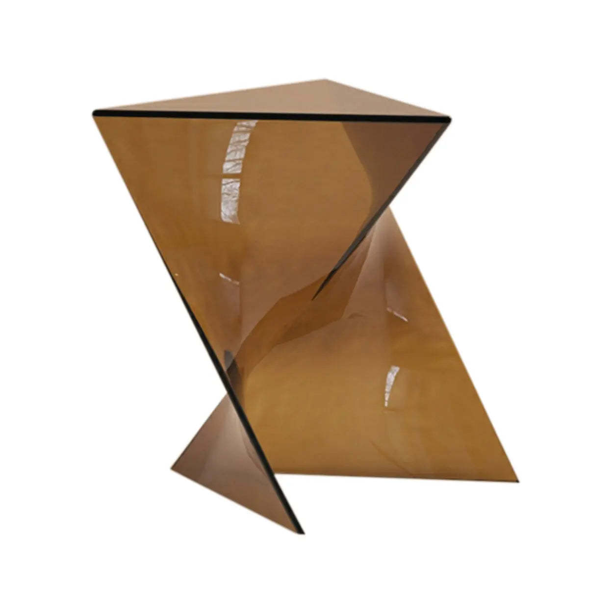 Modern Brown Acrylic Triangle Side Table — Smoke Gray