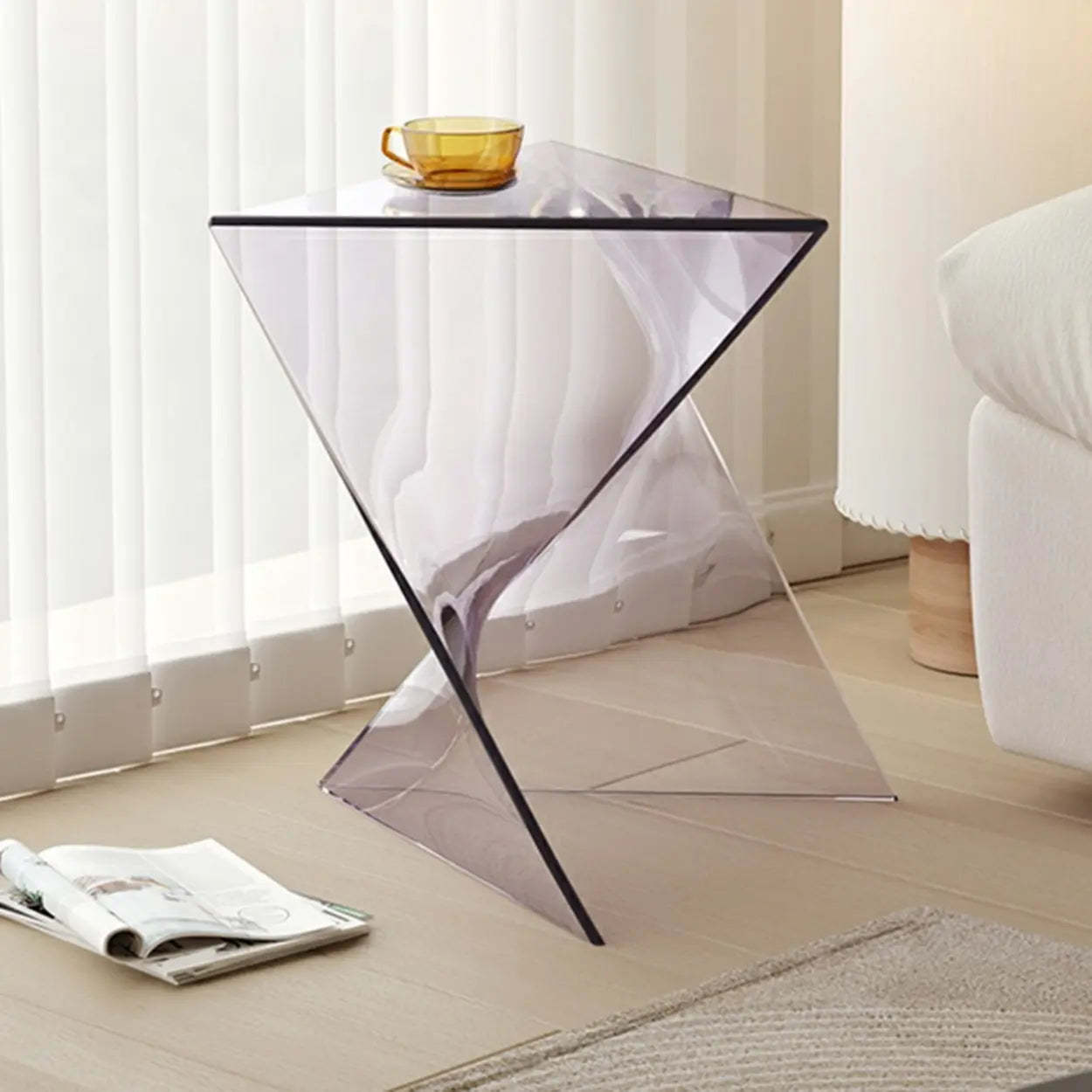 Modern Brown Acrylic Triangle Side Table
