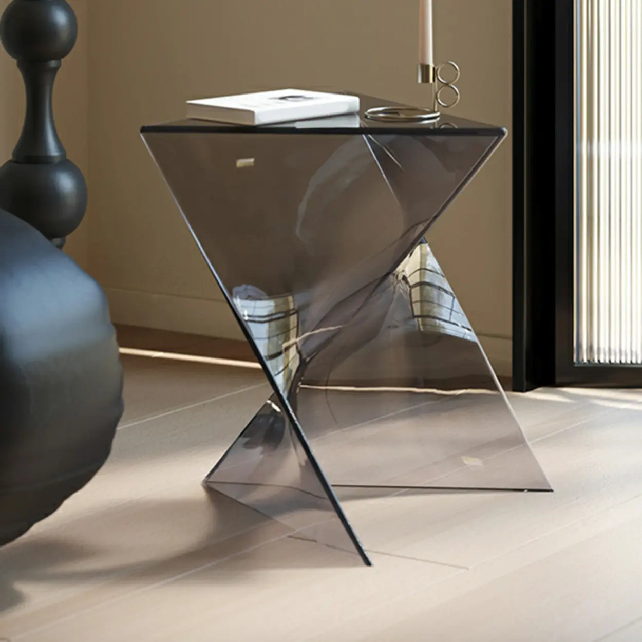 Modern Brown Acrylic Triangle Side Table