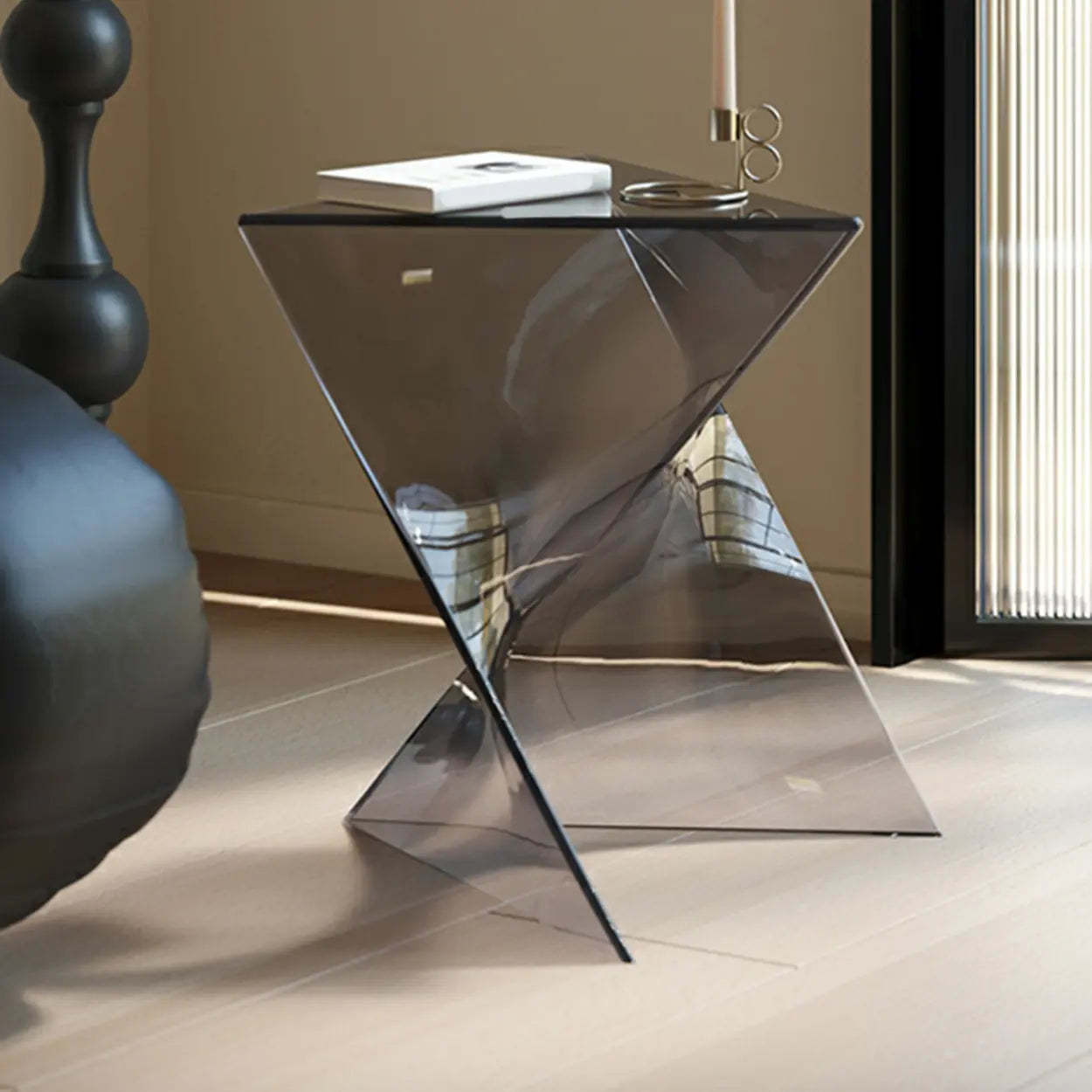 Modern Brown Acrylic Triangle Side Table