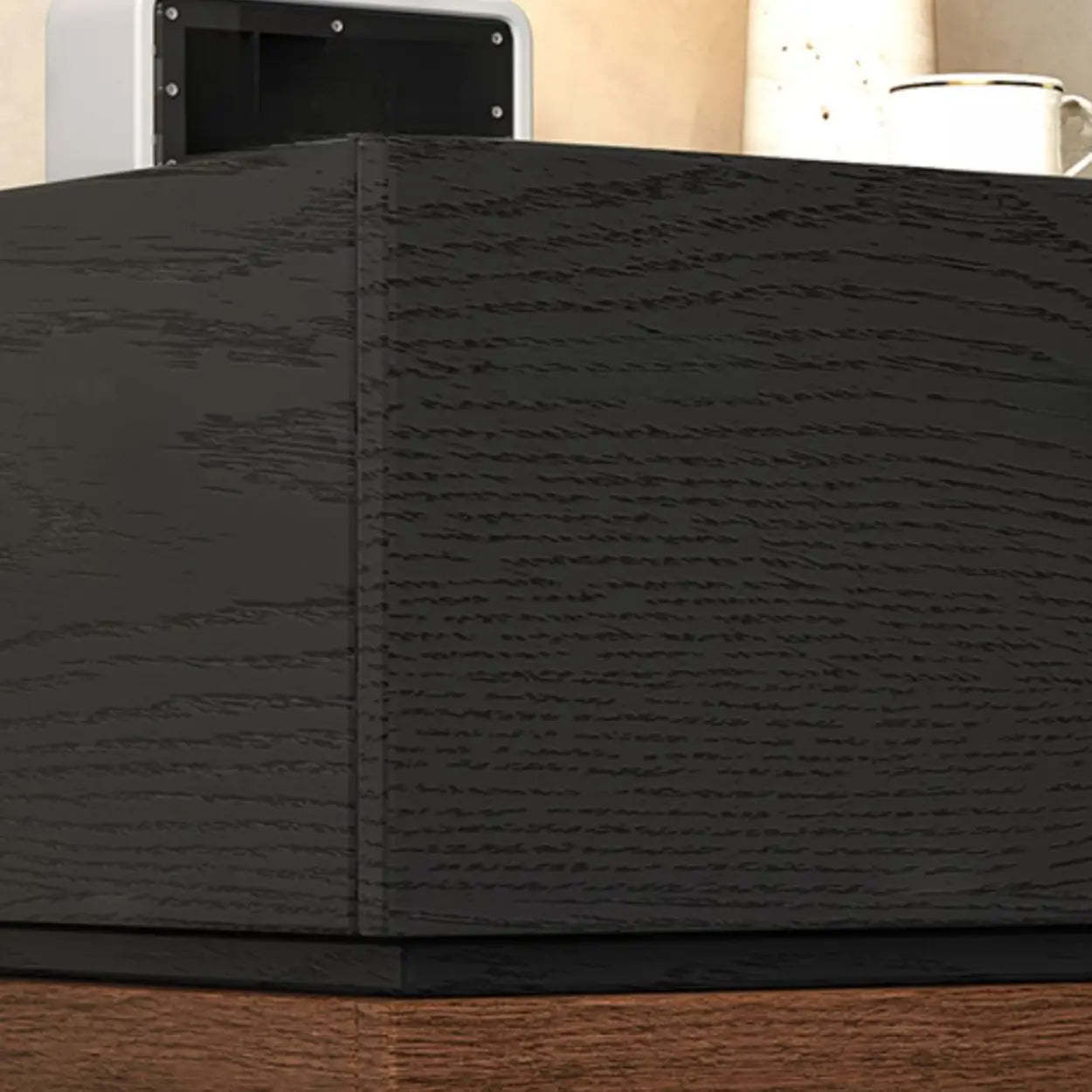 Modern Brown Black Wood Nightstand with Drawer