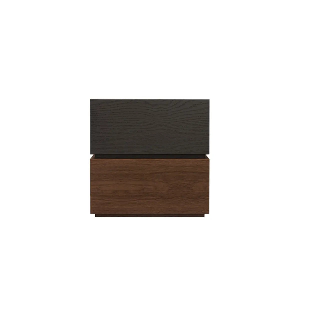Modern Brown Black Wood Nightstand with Drawer — Walnut/ Black