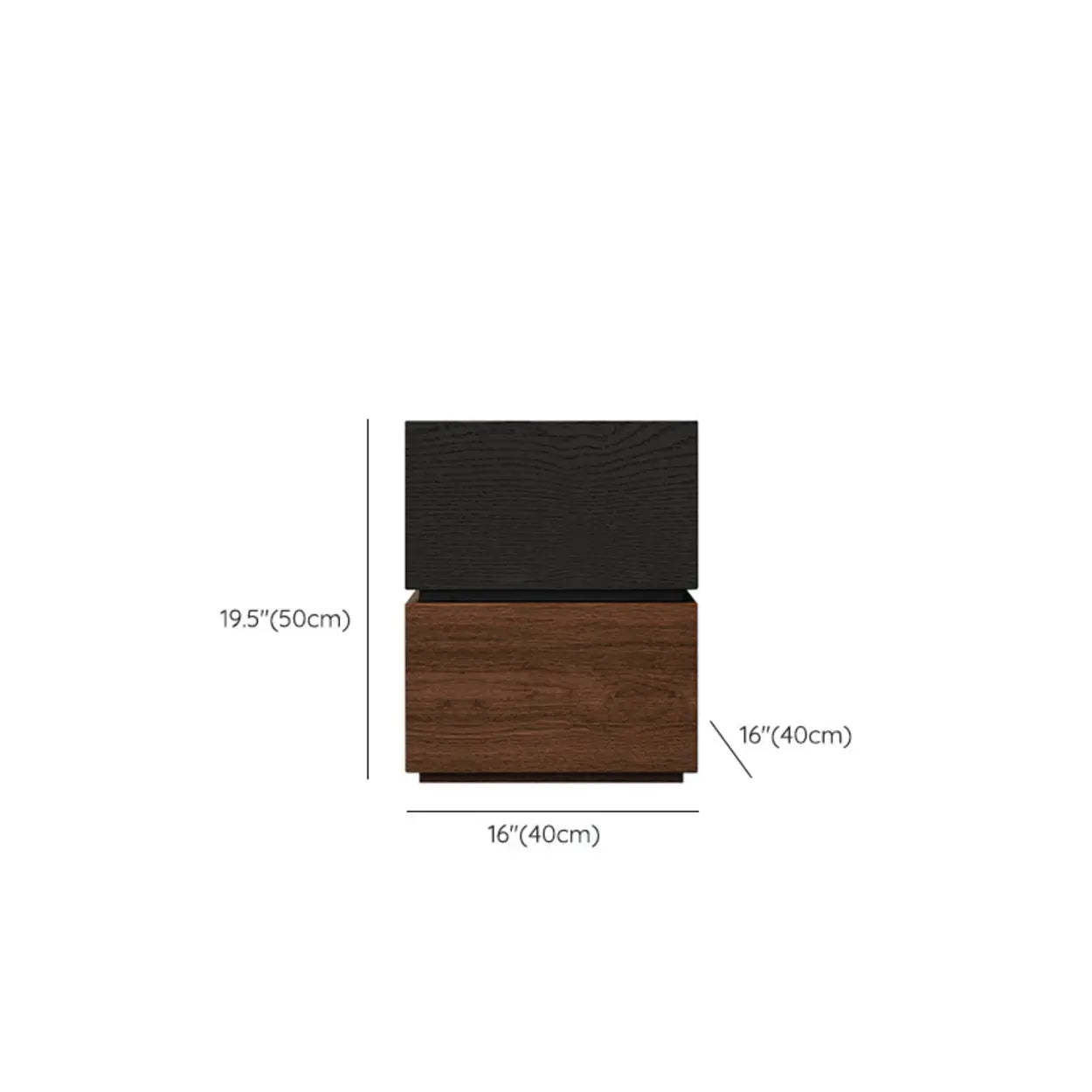 Modern Brown Black Wood Nightstand with Drawer