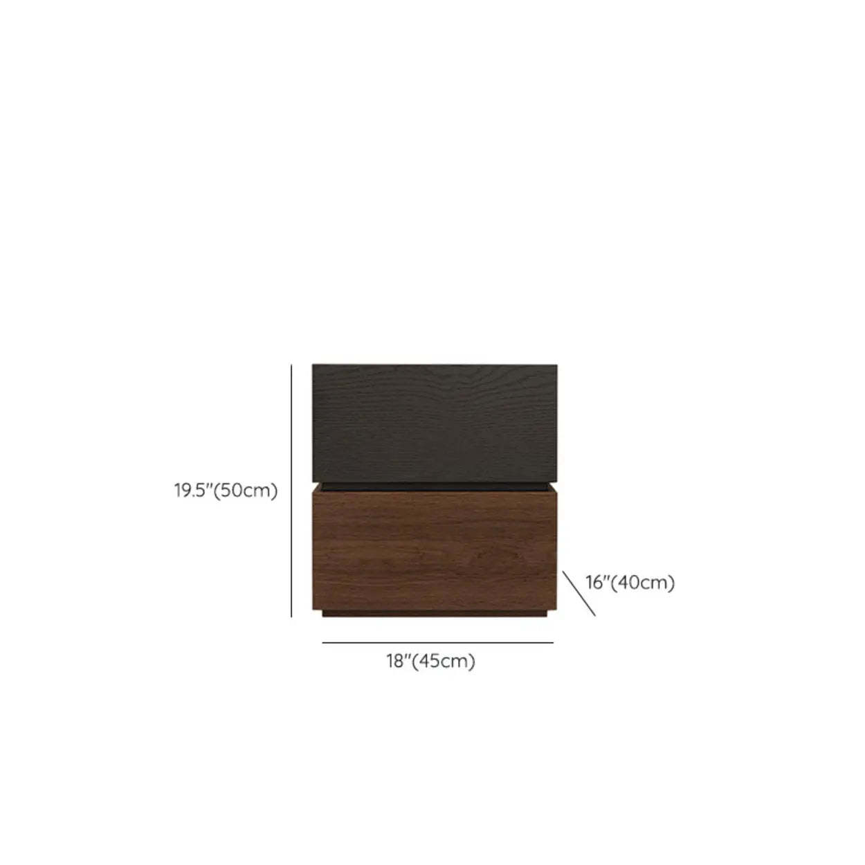 Modern Brown Black Wood Nightstand with Drawer
