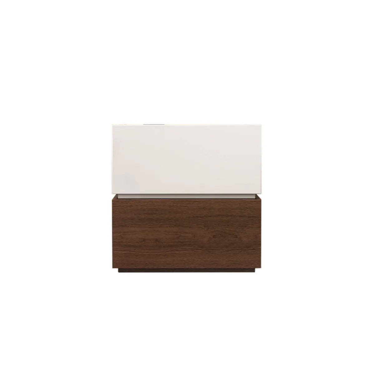 Modern Brown Black Wood Nightstand with Drawer — Black/ Walnut
