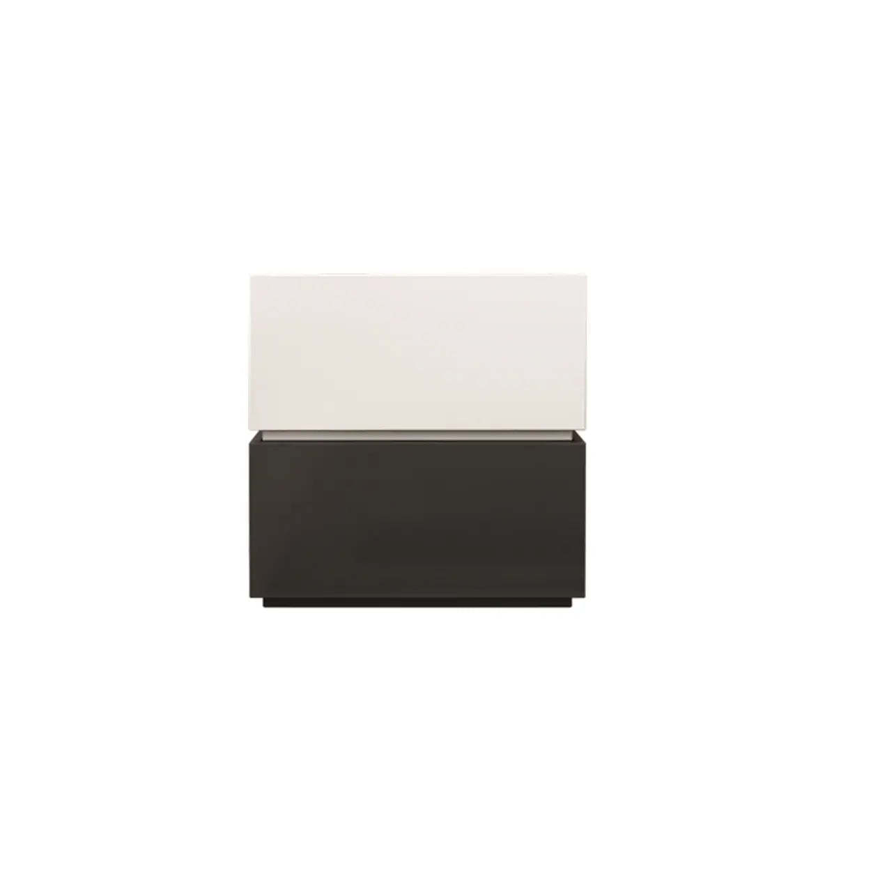 Modern Brown Black Wood Nightstand with Drawer — Beige/ Dark Gray