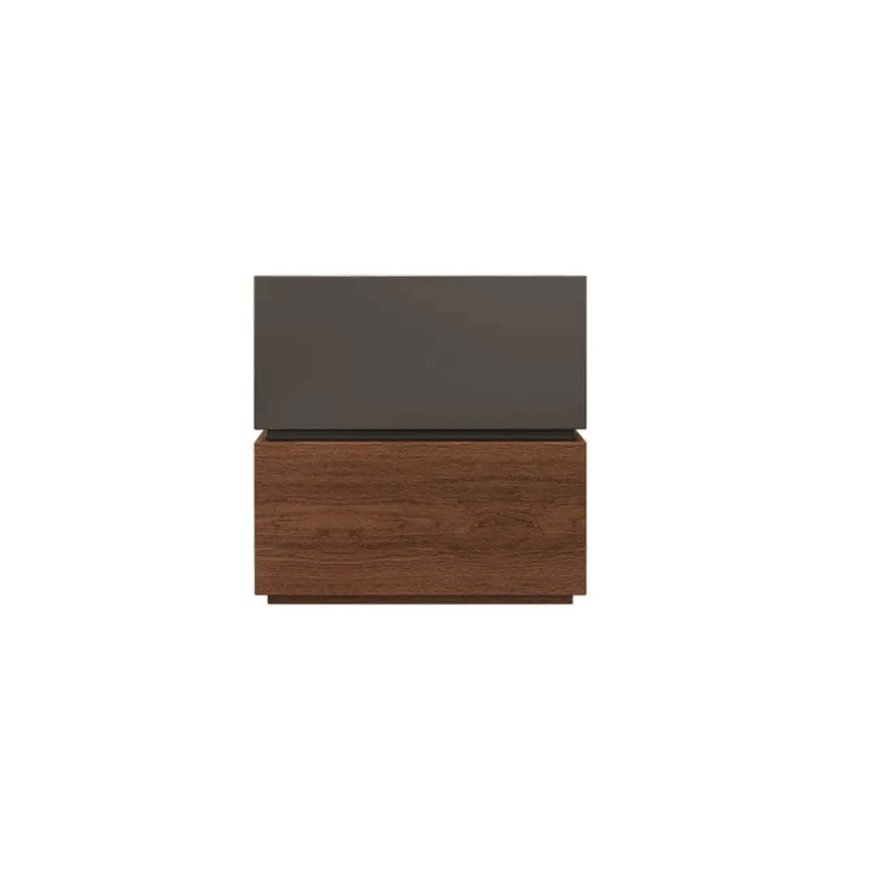Modern Brown Black Wood Nightstand with Drawer — Gray/ Walnut