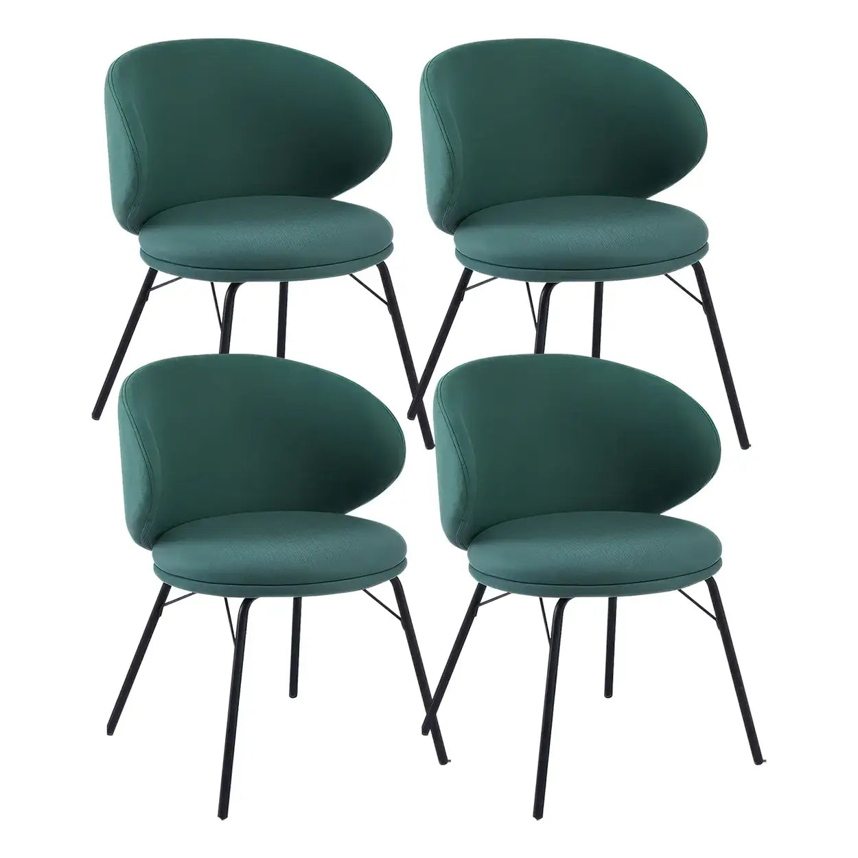 Modern Brown Leathaire Curved Back Dining Chair — White / 2 Piece Set / Loop pile