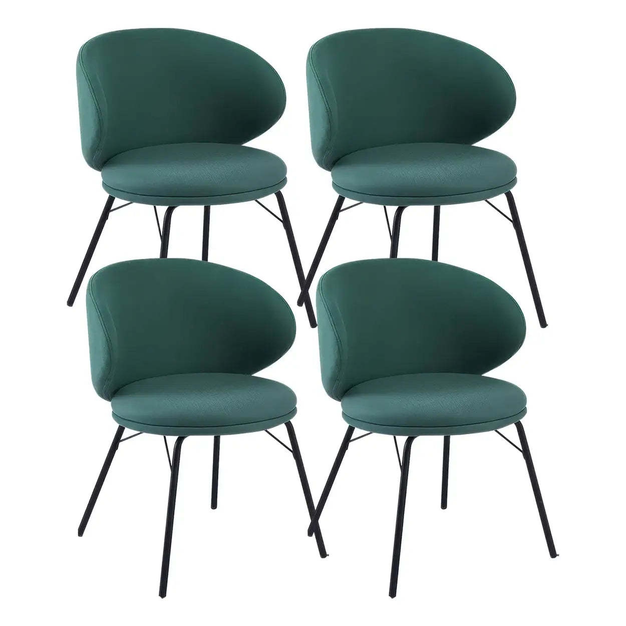 Modern Brown Leathaire Curved Back Dining Chair — White / 2 Piece Set / Loop pile