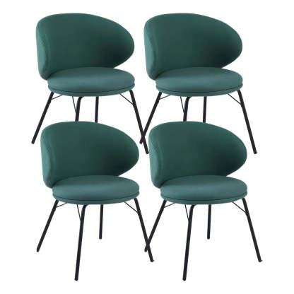 Modern Brown Leathaire Curved Back Dining Chair — White / 2 Piece Set / Loop pile