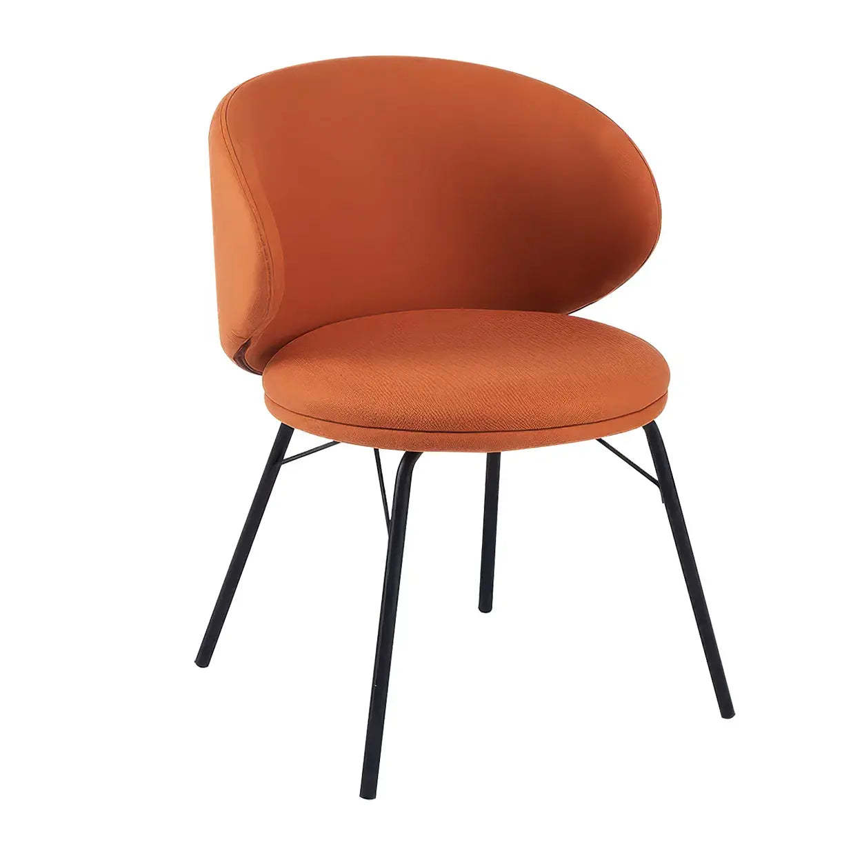 Modern Brown Leathaire Curved Back Dining Chair — White / 4 Piece Set / Loop pile