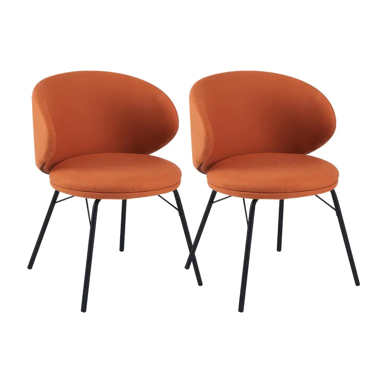 Modern Brown Leathaire Curved Back Dining Chair — Yellow / 1 Piece / Leathaire