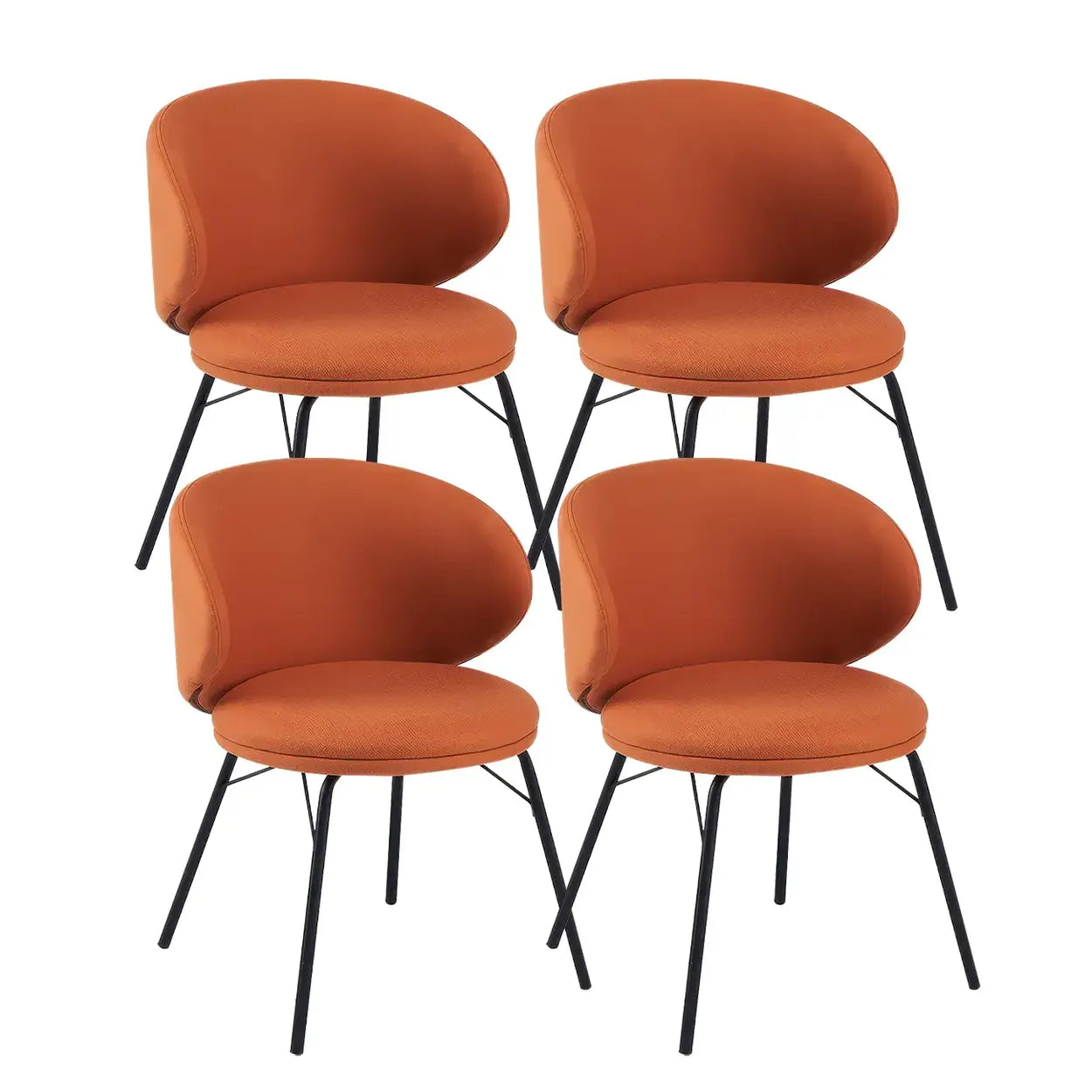 Modern Brown Leathaire Curved Back Dining Chair — Yellow / 2 Piece Set / Leathaire