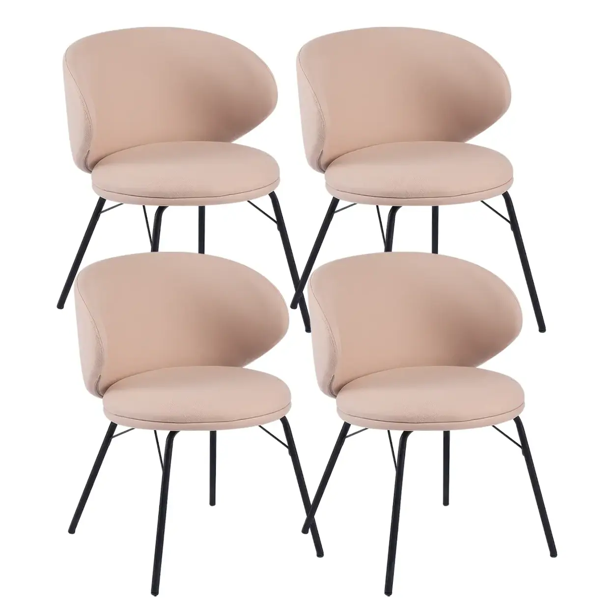 Modern Brown Leathaire Curved Back Dining Chair — Green / 2 Piece Set / Leathaire