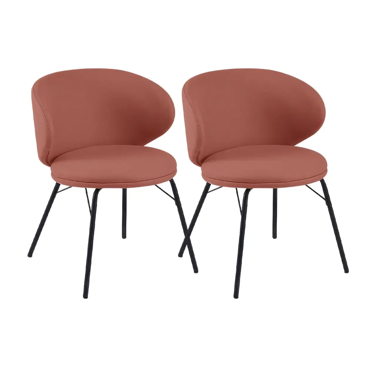 Modern Brown Leathaire Curved Back Dining Chair — Orange / 1 Piece / Leathaire