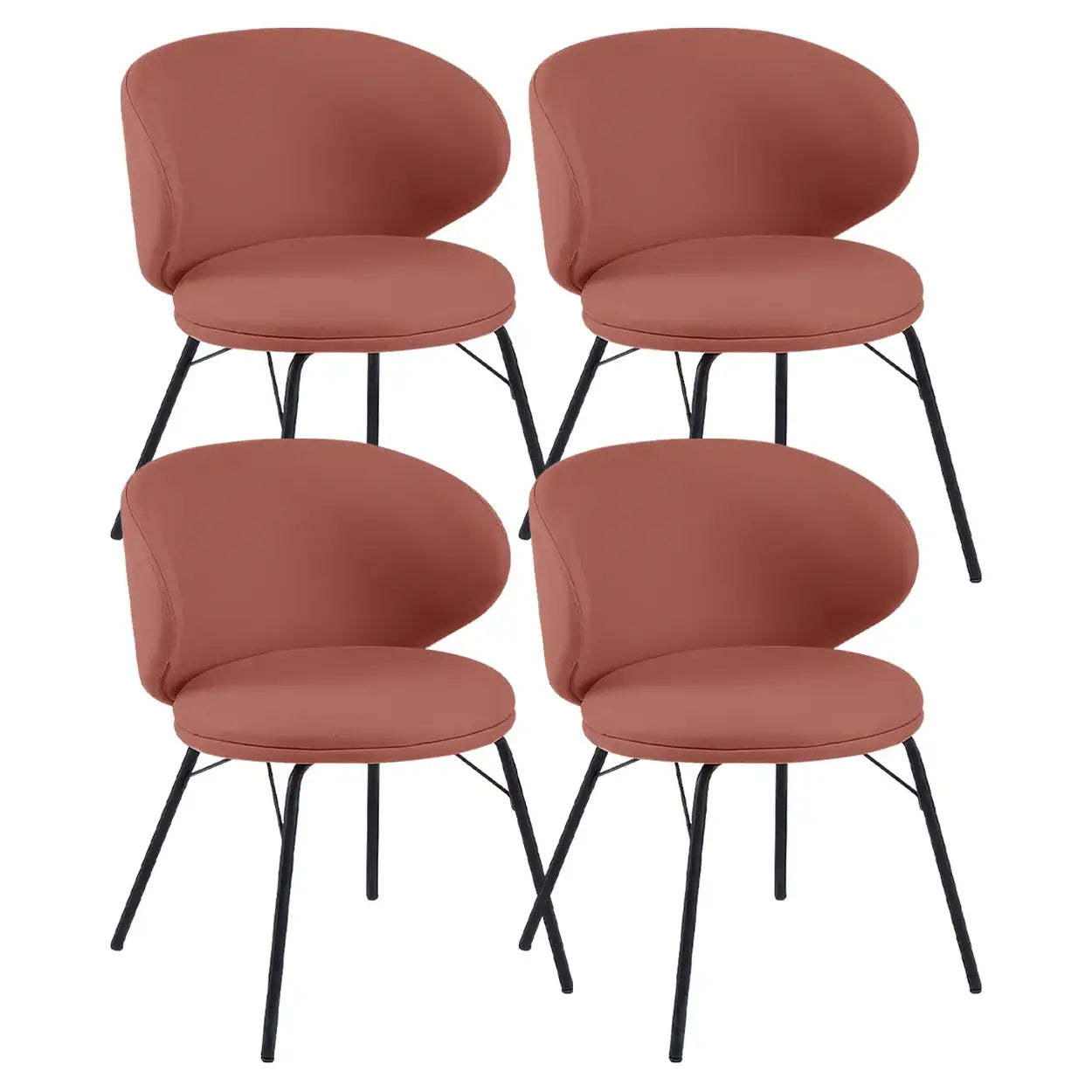 Modern Brown Leathaire Curved Back Dining Chair — Orange / 2 Piece Set / Leathaire