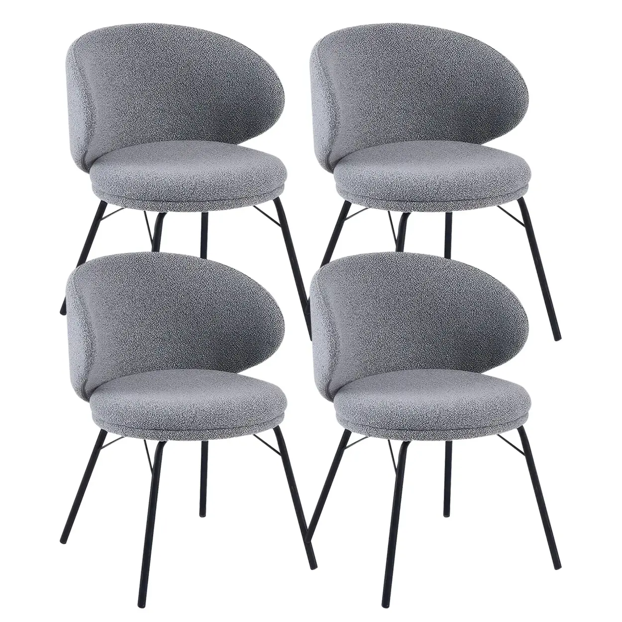 Modern Brown Leathaire Curved Back Dining Chair — Light pink / 2 Piece Set / Leathaire